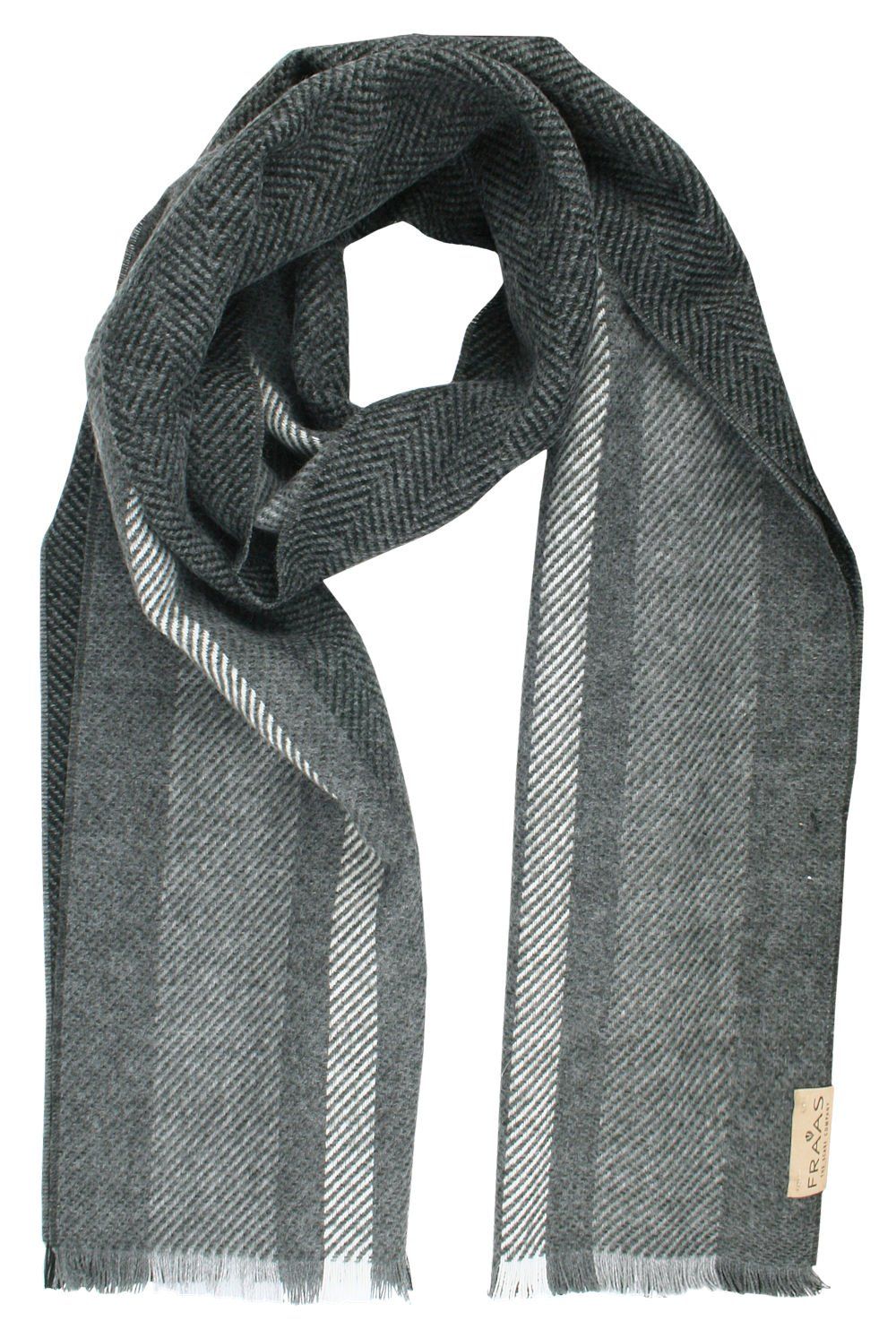 Szalik Męski - V. Fraas - Cashmink - Szarość i Srebro, Pasy