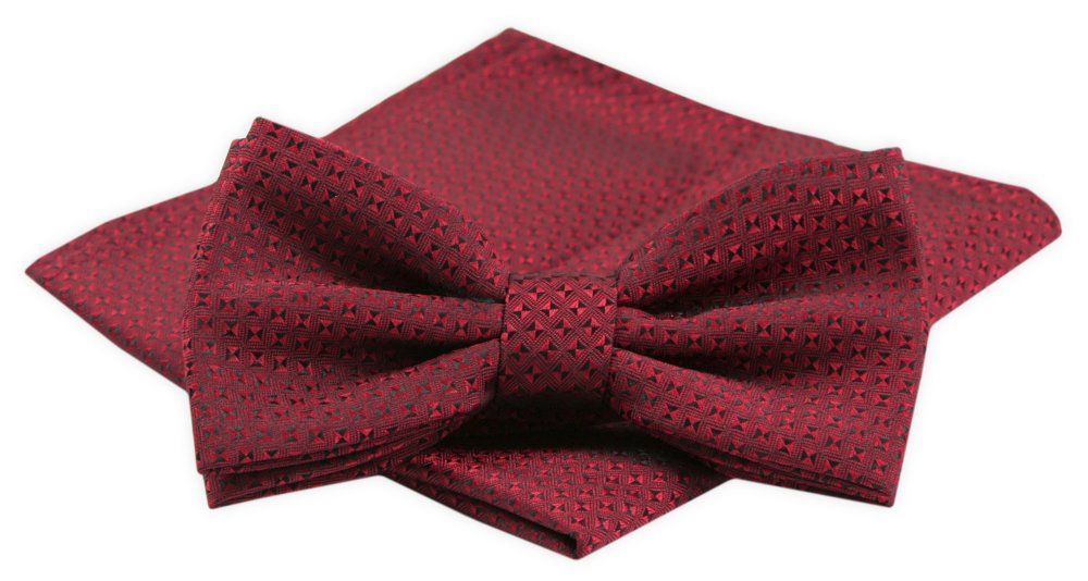 Męska Mucha z Poszetką (Alties) - Czerwona w Drobny Wzór