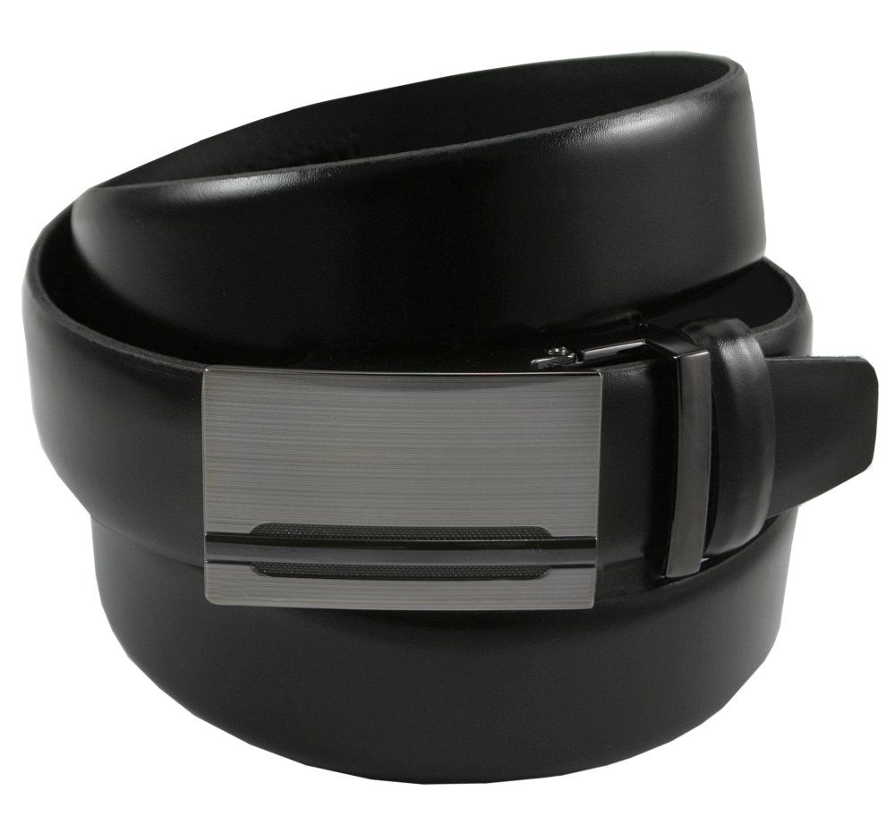 Elegancki Pasek Męski, Automat - VICTORIO - Skórzany - Czarny