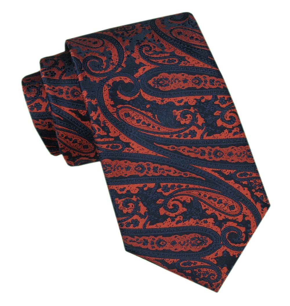 Modny Męski Krawat - Alties - Duży, Miedziany Wzór