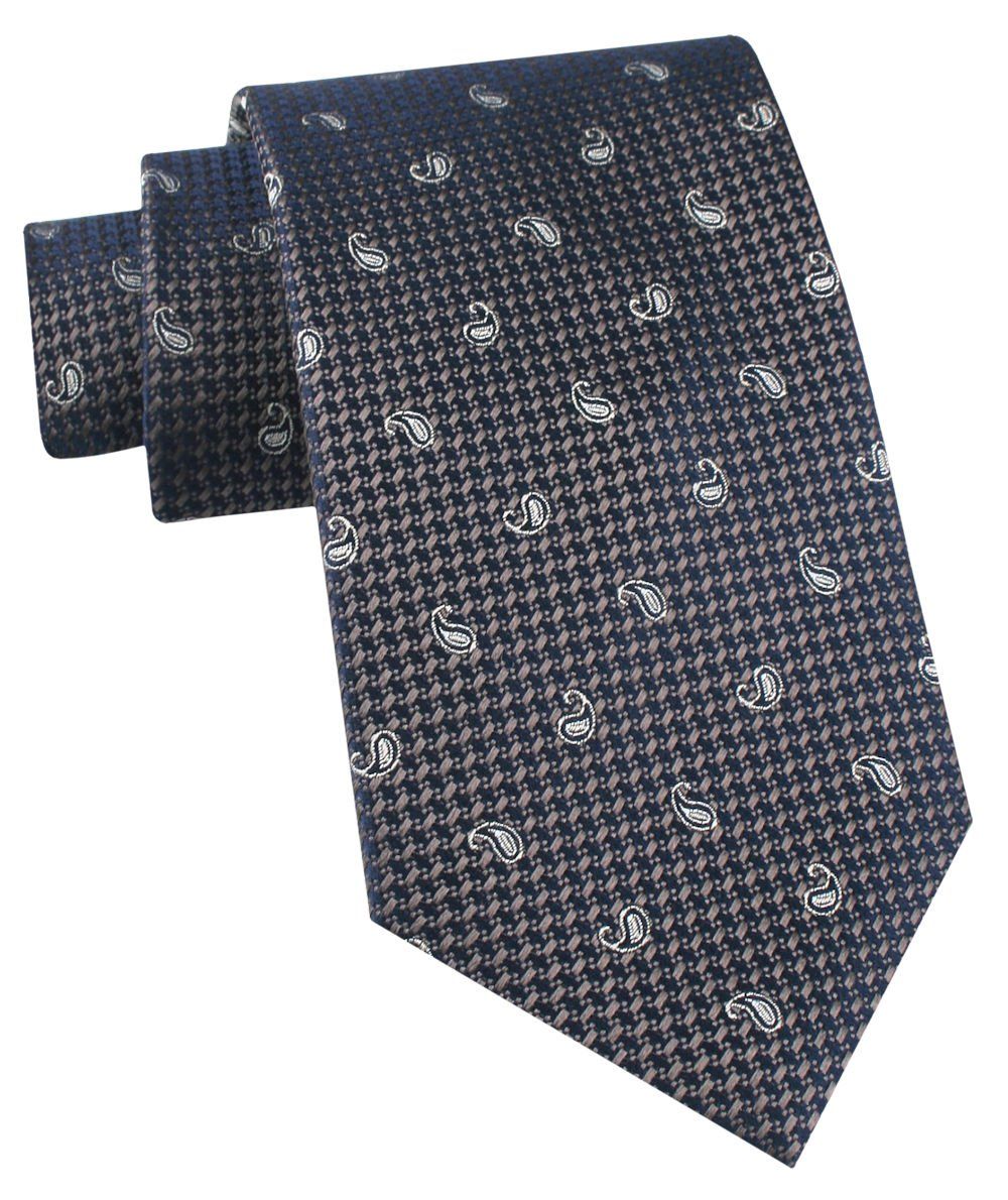 Jedwabny Krawat Męski - His Story - Odcienie Brązu, Drobne Paisley