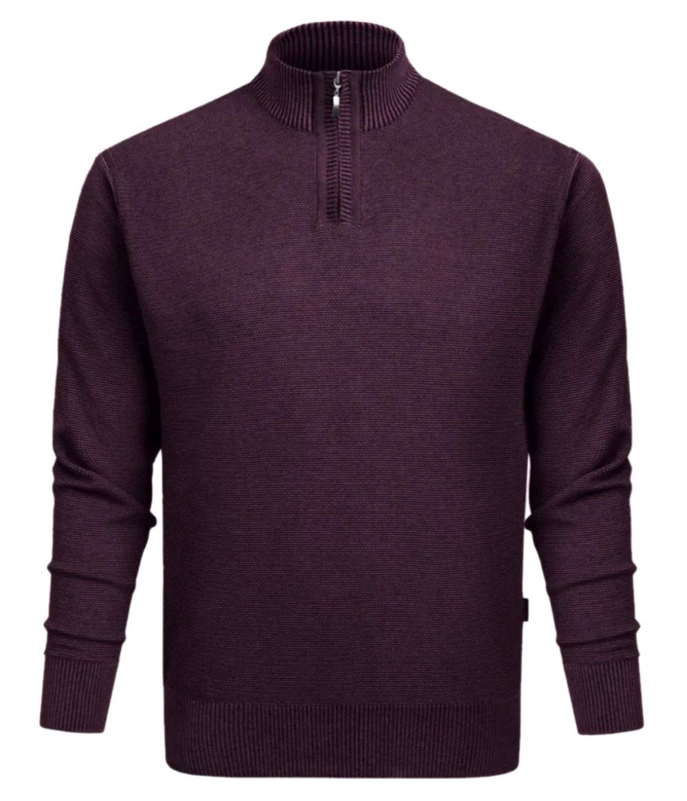 Wełniany Sweter z Wysokim Dekoltem na Zamek - Pako Jeans - Śliwkowy