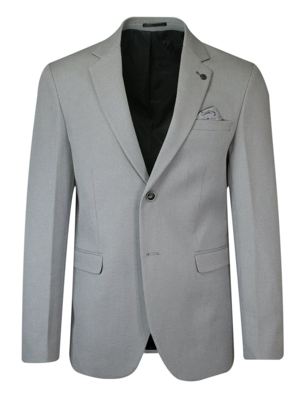 Marynarka Jasna Szara, Casualowa, Gołębia, Taliowana, w Delikatny Wzór, Dwa Rozcięcia -TO-ON