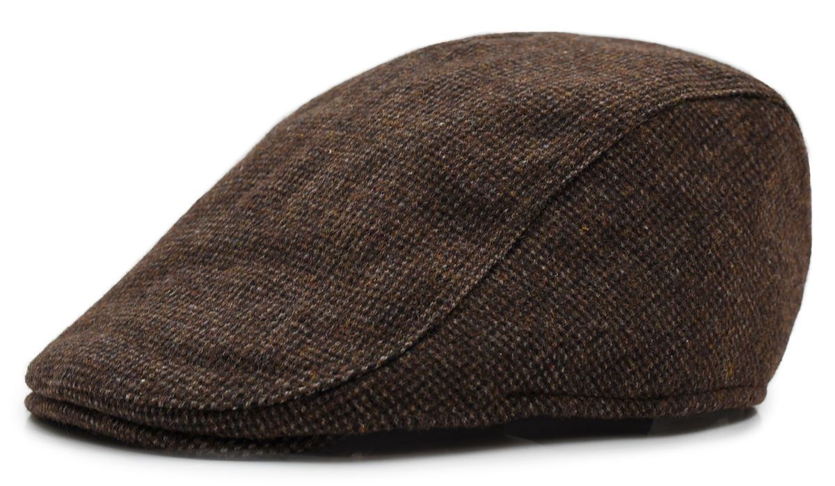 Kaszkiet Jesienno-Zimowy z Dodatkiem Wełny - Pako Jeans - Brąz, Melanż