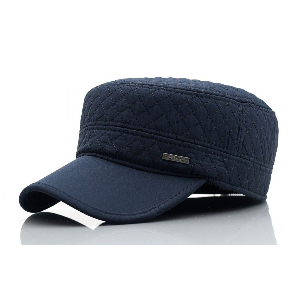 Delikatnie Ocieplana Czapka z Daszkiem (Partolówka) - Pako Jeans - Pikowana z Nausznikami