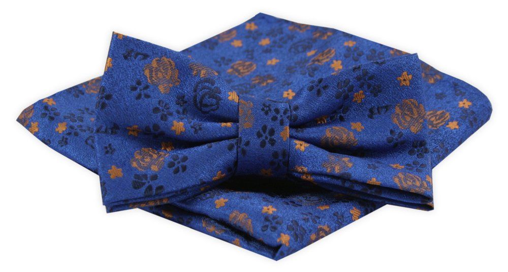 Mucha Męska z Poszetką Alties - Ciemnoniebieska w Kwiatki