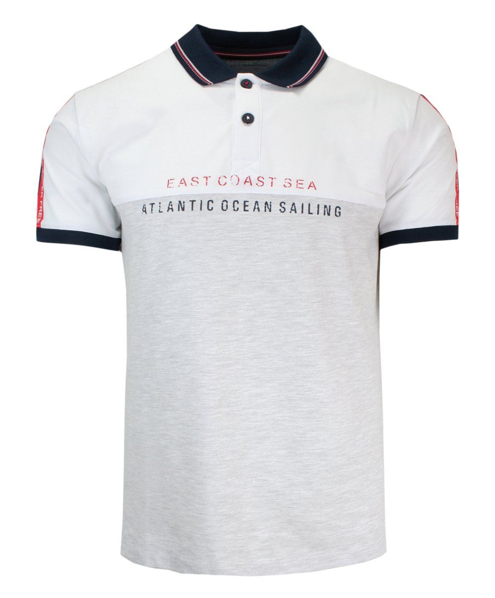 Koszulka POLO Biało-Szara z Nadrukiem, Casualowa, Męska, Krótki Rękaw