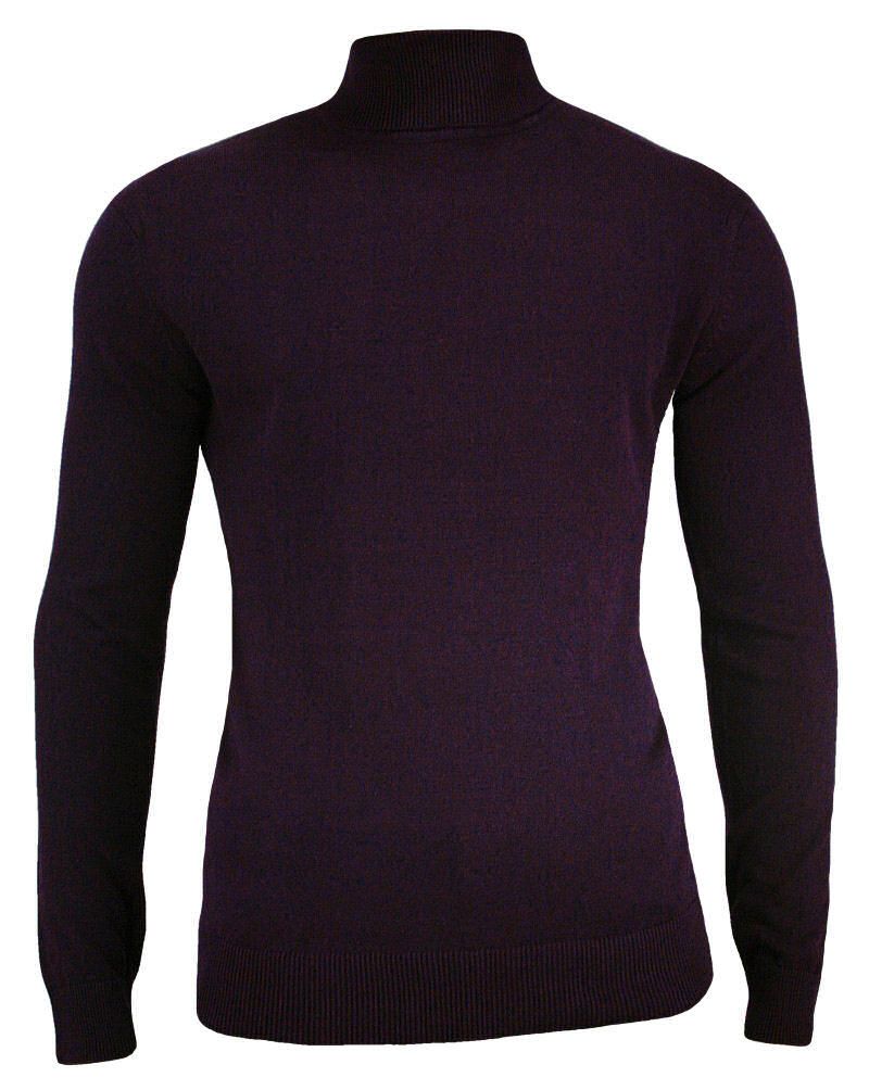 Golf Bakłażanowy, Burgundowy Klasyczny Elegancki Męski -Brave Soul- 100% BAWEŁNA