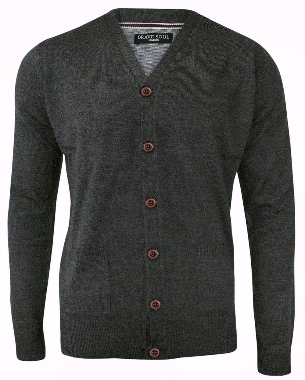 Elegancki Kardigan, Sweter Rozpinany na Guzik -BRAVE SOUL- Grafitowy