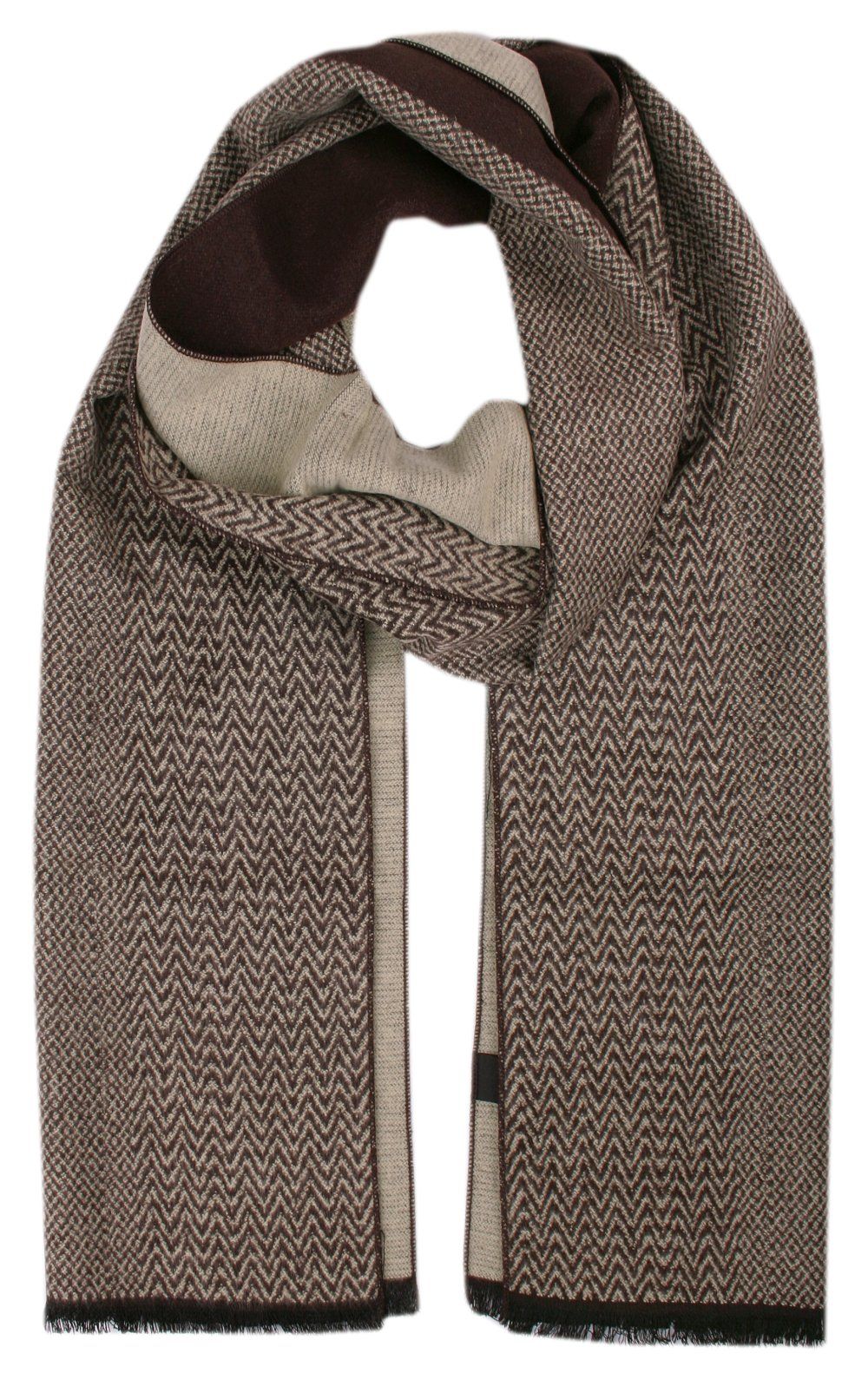 Męski Szalik z Wiskozy - Alties - Brąz z Beżem