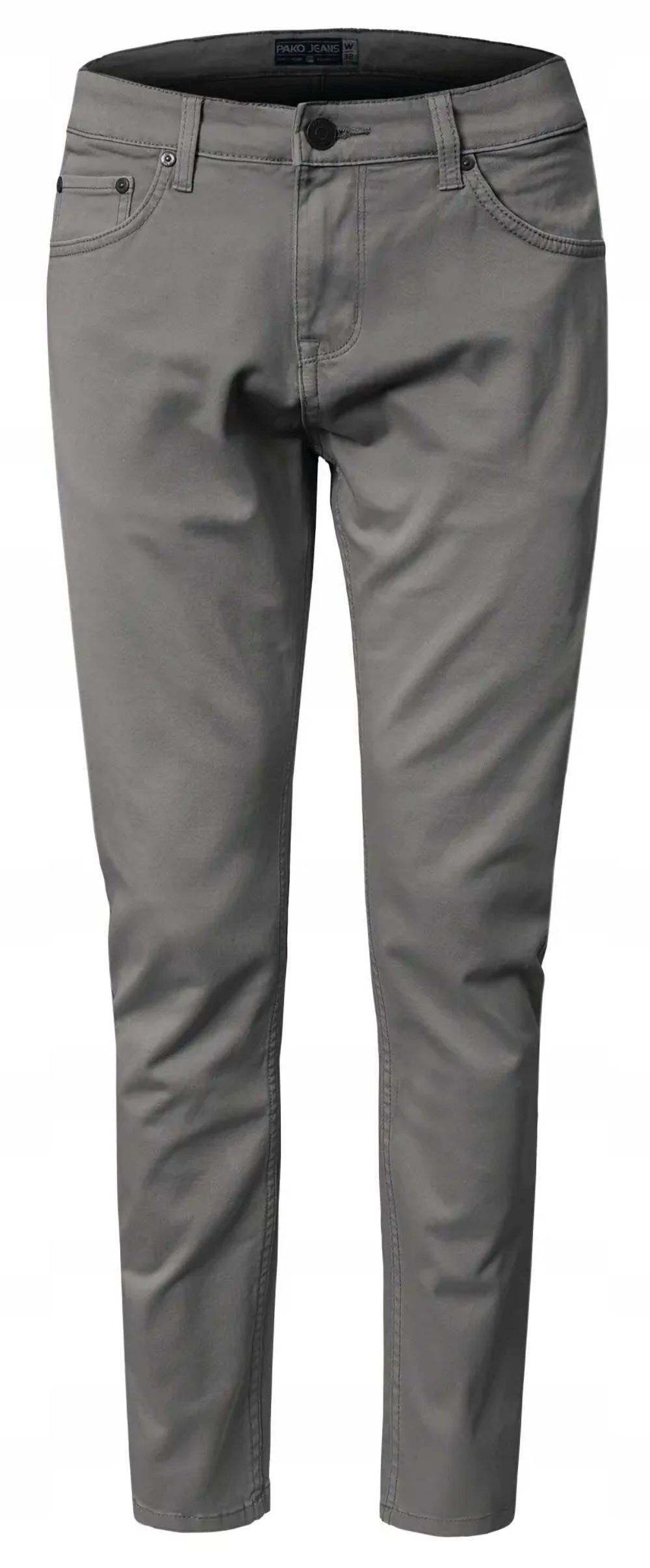 Bawełniane Spodnie Chinos, Regular - Pako Jeans - Ciemny Popiel