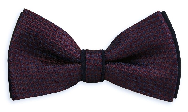 Fioletowa Elegancka Mucha z Granatowym Podbiciem -EM Men's Accessories- Męska, w Drobny Wzór