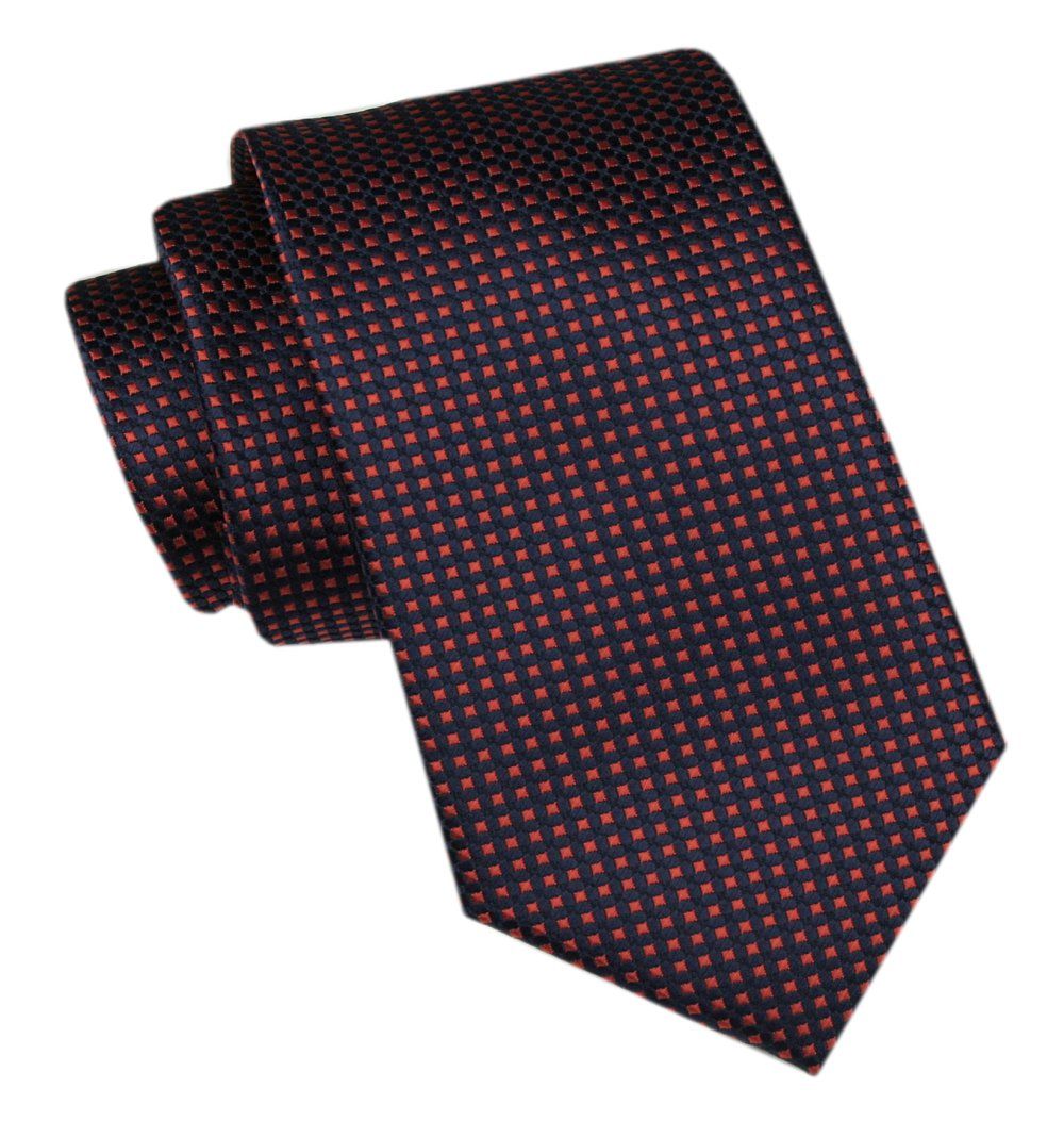 Modny Męski Krawat - Alties - Granatowy w Drobny Bladoczerwony Wzór