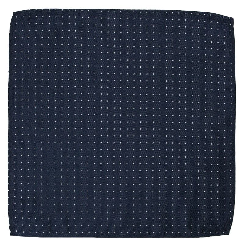 Elegancka, Męska Poszetka - ALTIES - Granat, Drobny Groszek