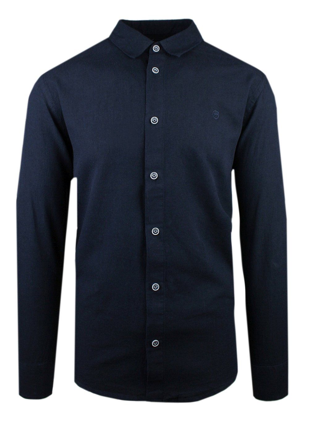 Wygodna Koszula Weekendowa z Lnu i Bawełny - Pako Jeans - Granatowa