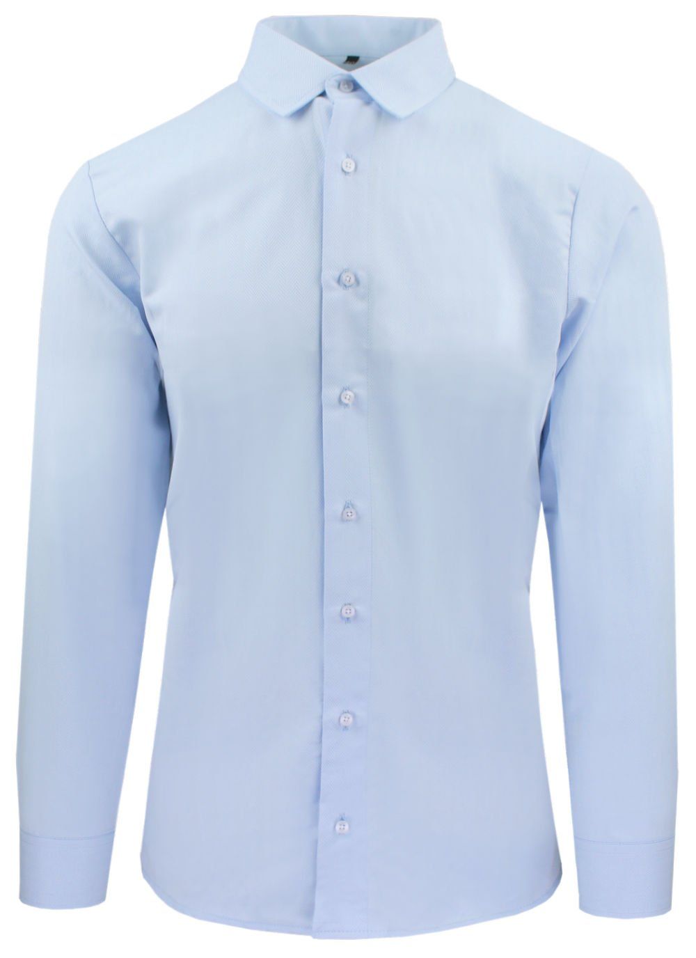 Delikatnie Wyszczuplana (Slim) Męska Koszula - Lanier - Błękit, Faktura w Jodełkę