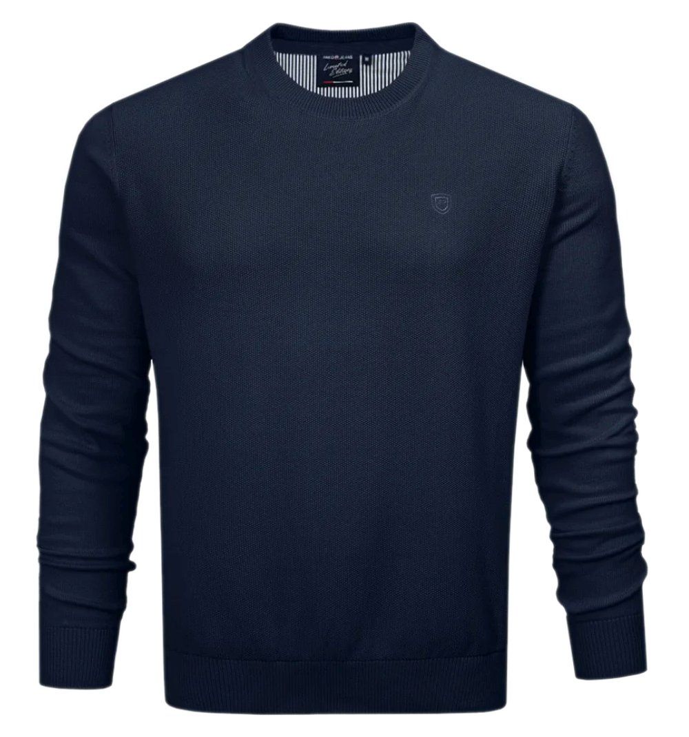 Lekki Sweter Bawełniany - Okrągły Dekolt - Pako Jeans - Granatowy