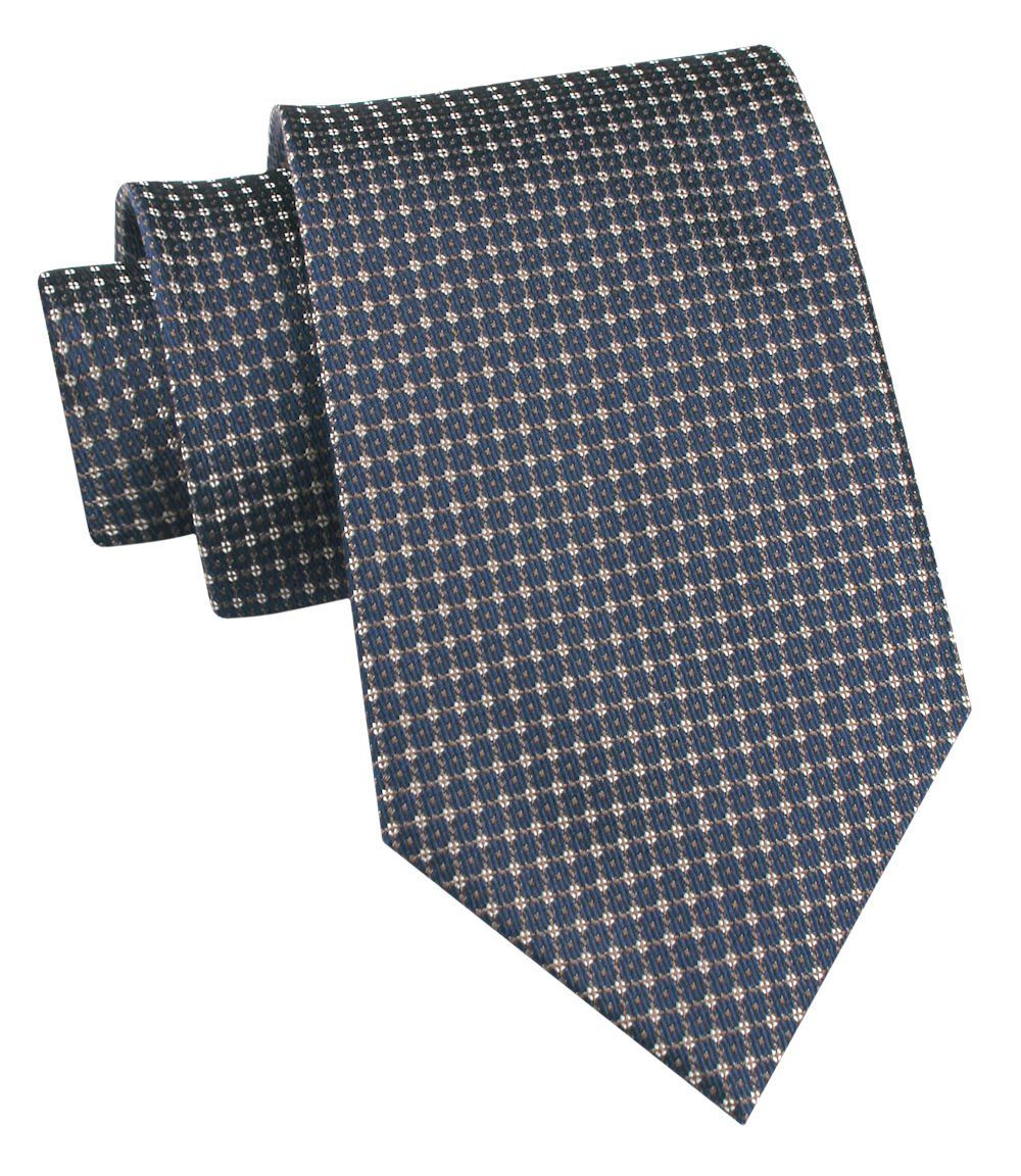 Jedwabny Krawat Męski - His Story - Popiel w Drobny Wzór