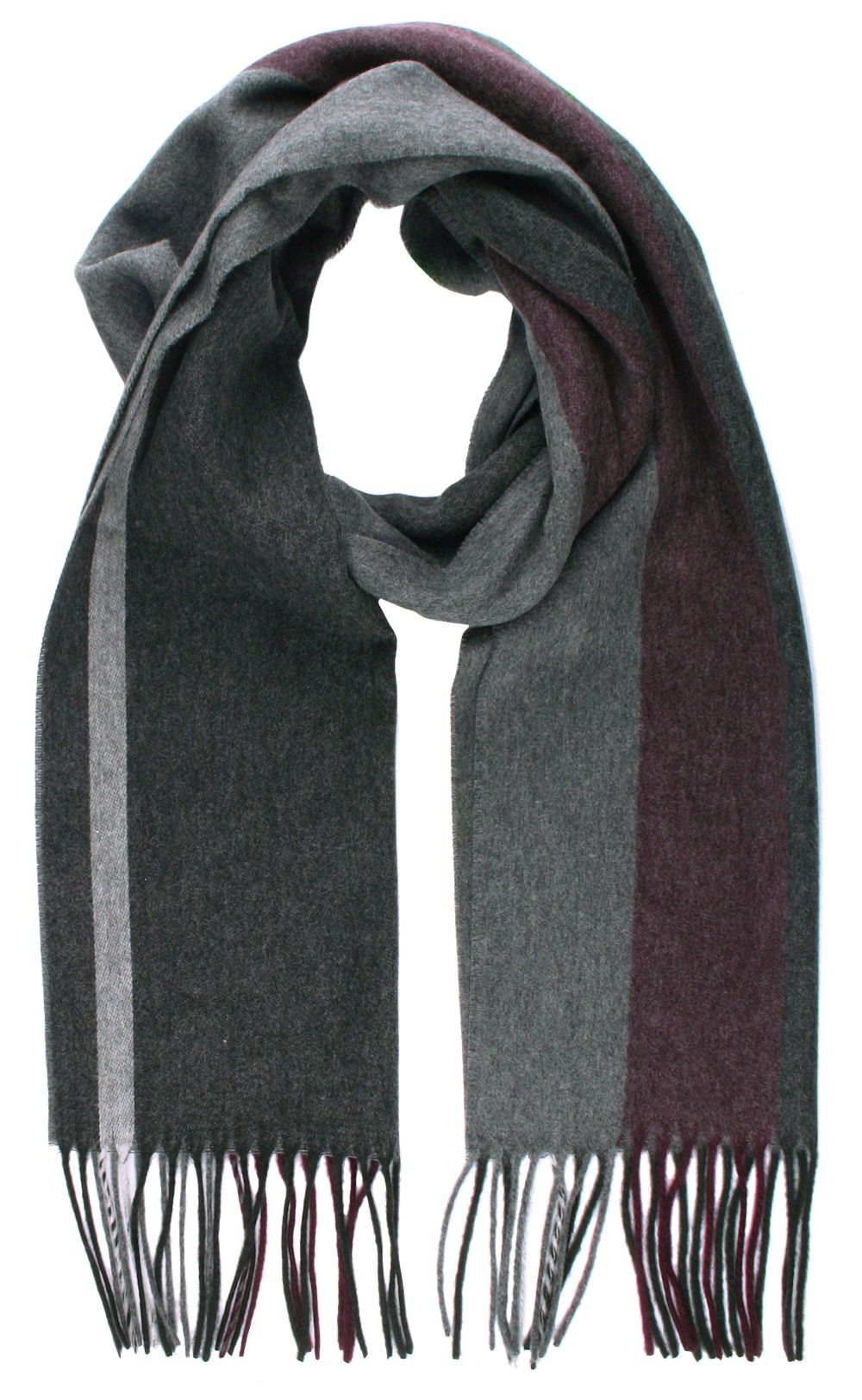 Szalik Męski V. Fraas - Cashmink - Odcienie Popielu i Bordo