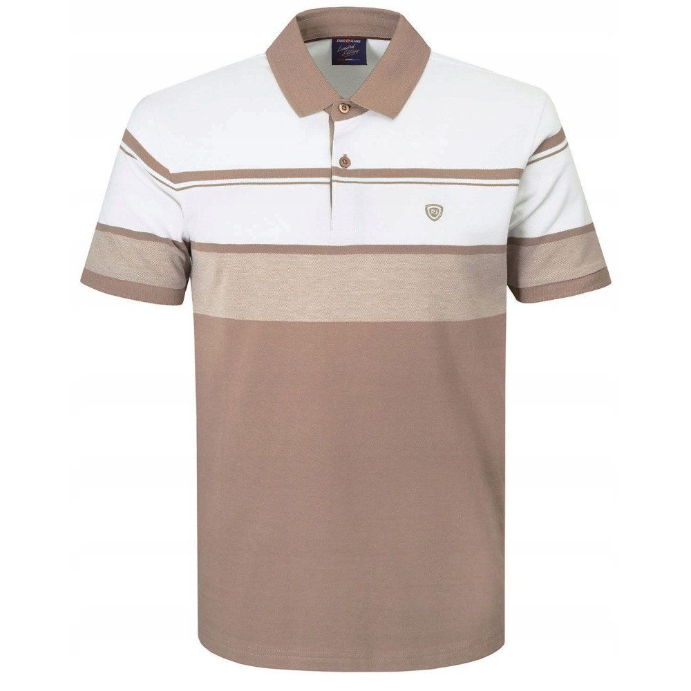 Koszulka Polo - Męska - Pako Jeans - Odcienie Beżów, Pasy