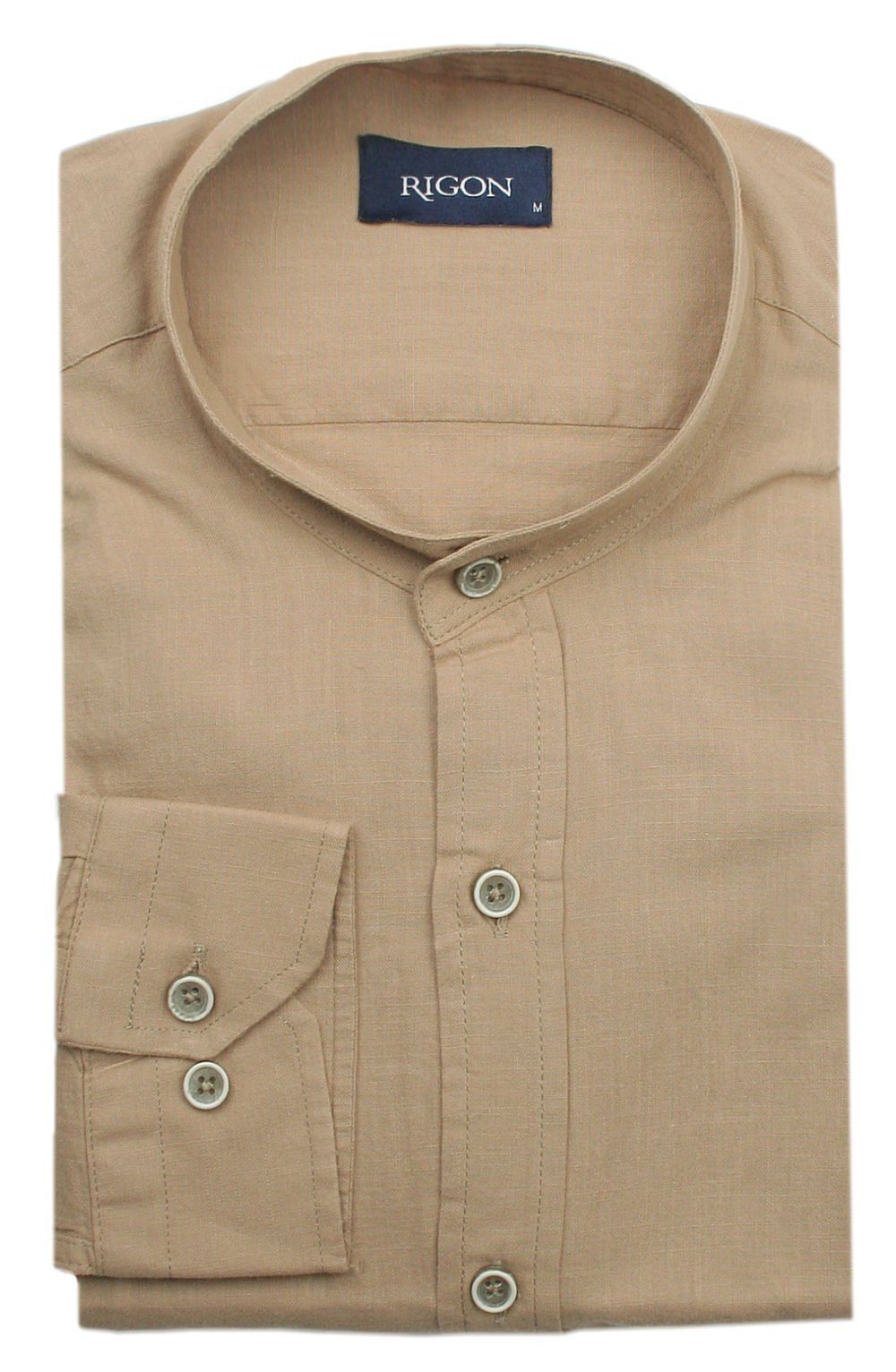 Weekendowa Koszula Męska na Stójce - Rigon - Beżowa
