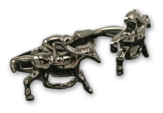 Stylowe, Męskie Spinki do Mankietów - DŻOKEJ, Konie