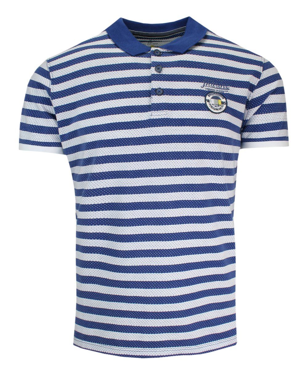 Koszulka POLO Niebiesko-Biała w Paski, Casualowa, Męska, Krótki Rękaw