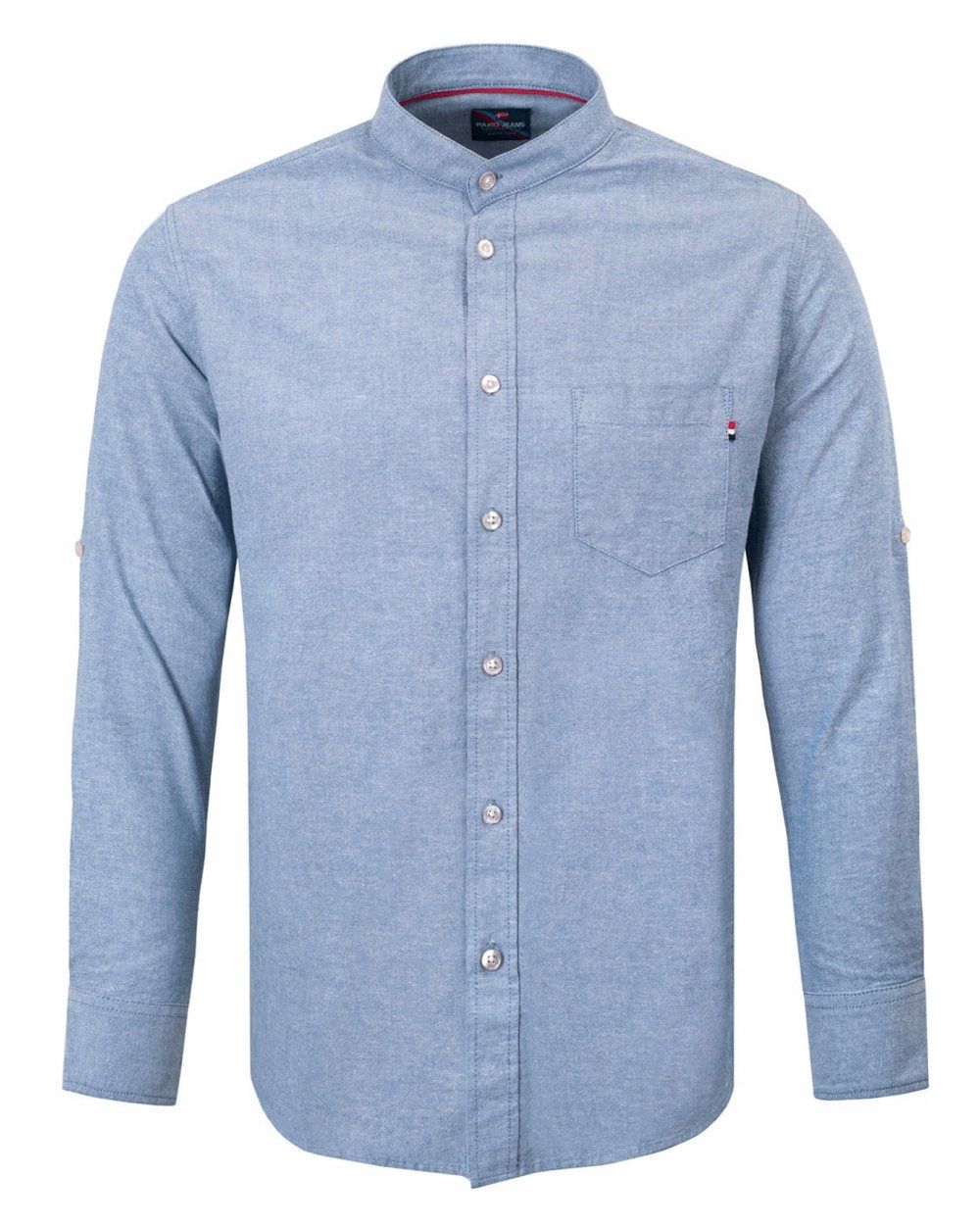 Koszula Weekendowa - Pako Jeans - Lekko Taliowana - Błękit, Na Stójce