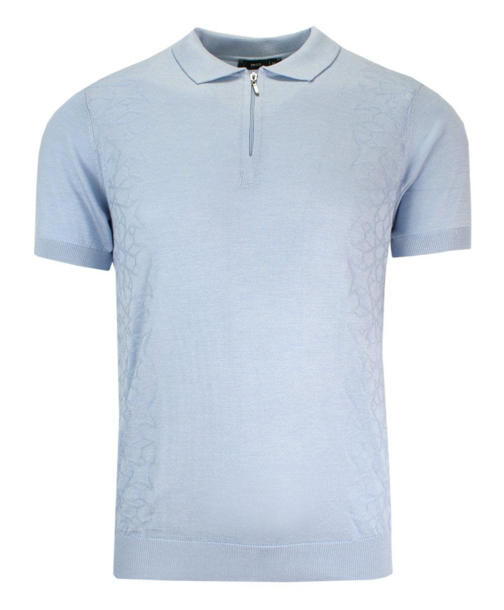 Koszulka POLO Niebieska Dzianinowa, Casualowa, Męska, Krótki Rękaw