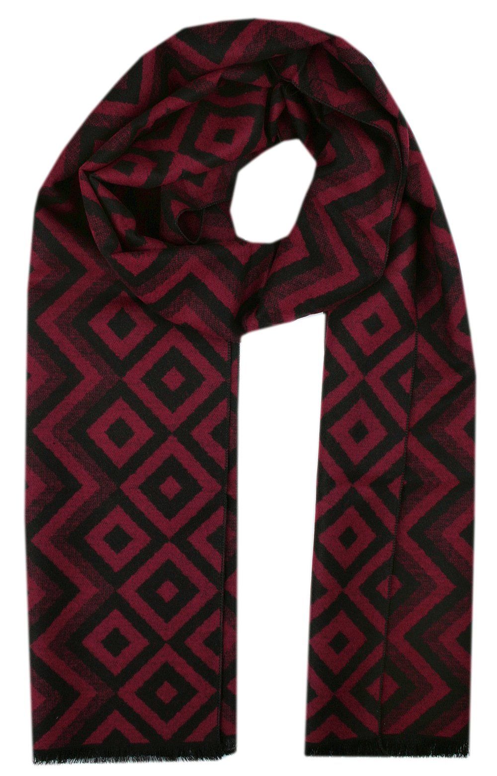 Męski Szalik z Wiskozy - Alties - Bordo i Czerń, Figury Geometryczne