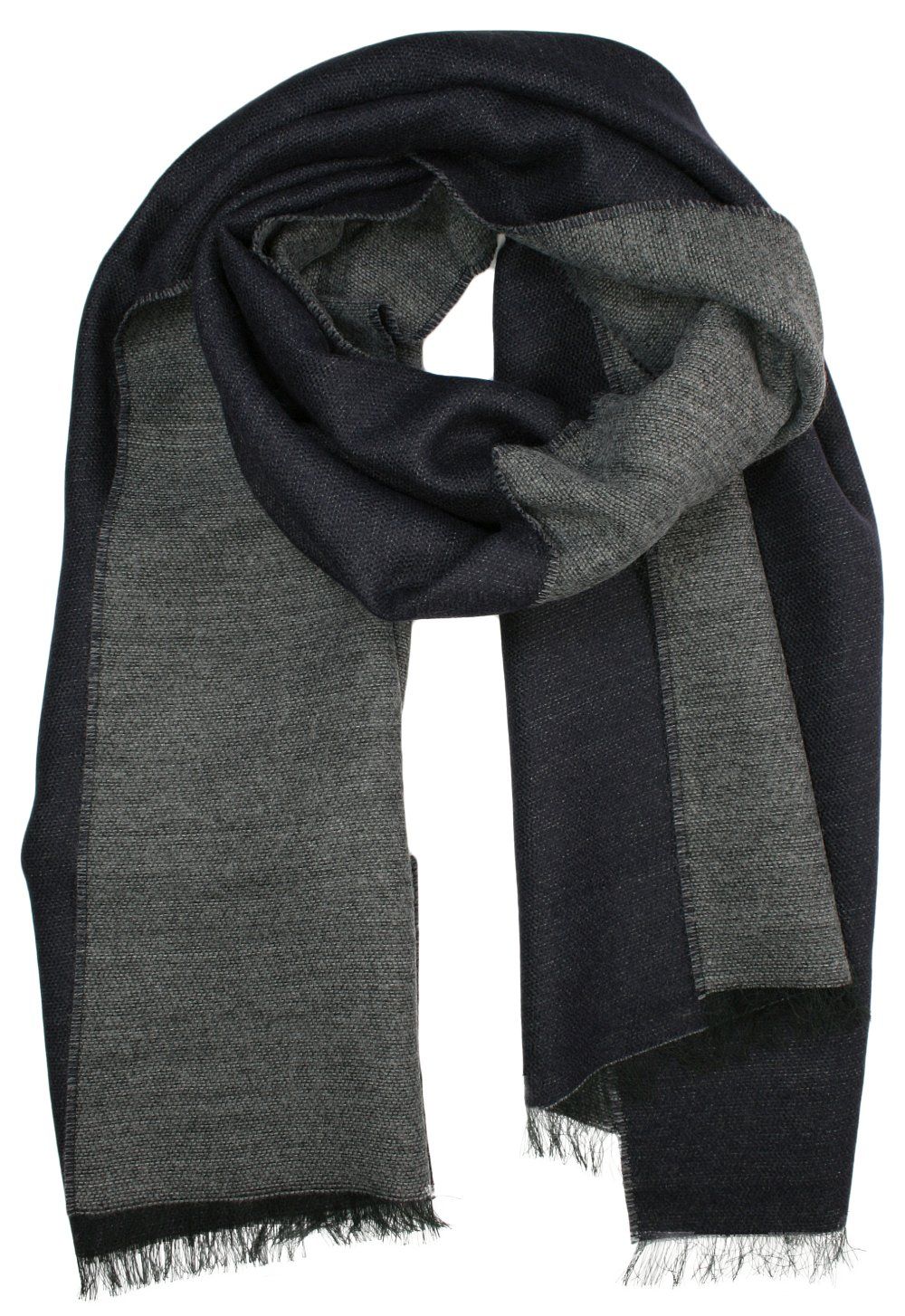 Szalik Szeroki, Granatowo-Szary Dwustronny, Jesienno-Zimowy, Męski -V. FRAAS