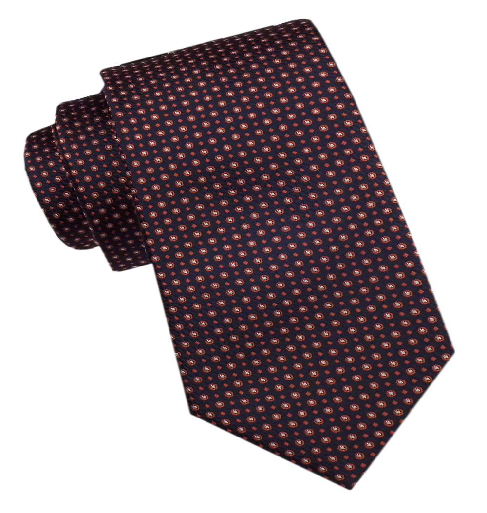 Elegancki Męski Krawat - Alties - Granat w Ciemno-Czerwone Groszki