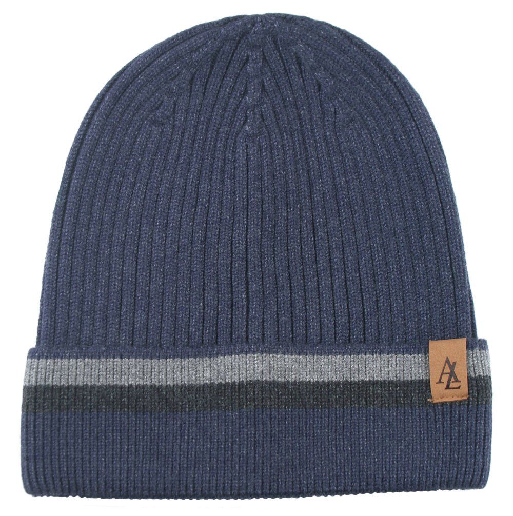 Jesienno-Zimowa Czapka (beanie) – Alties - Ciemnoniebieska z Paskiem