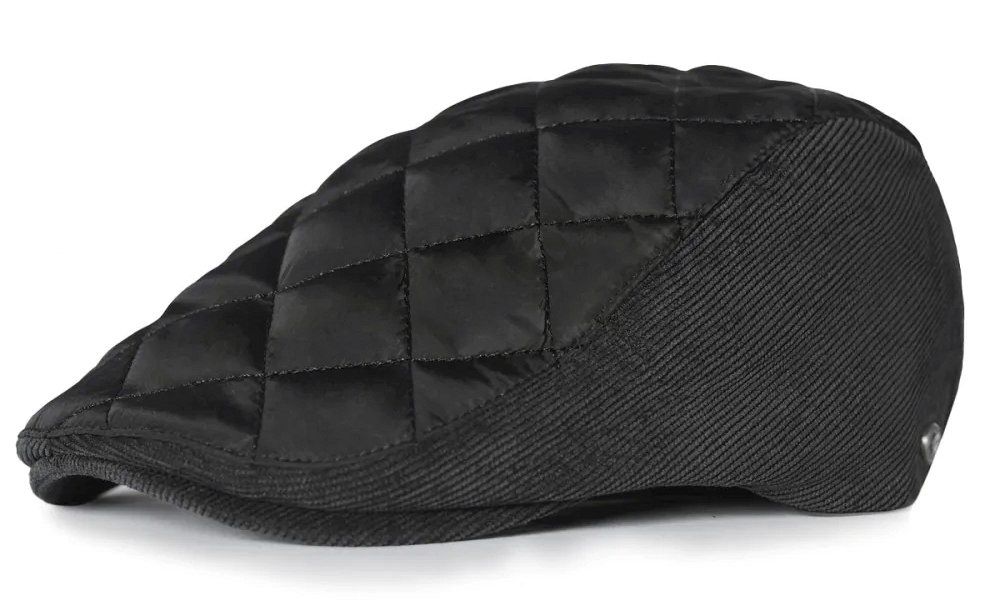 Jesienno Zimowy Kaszkiet Męski - Pikowanie - Pako Jeans - Czarny