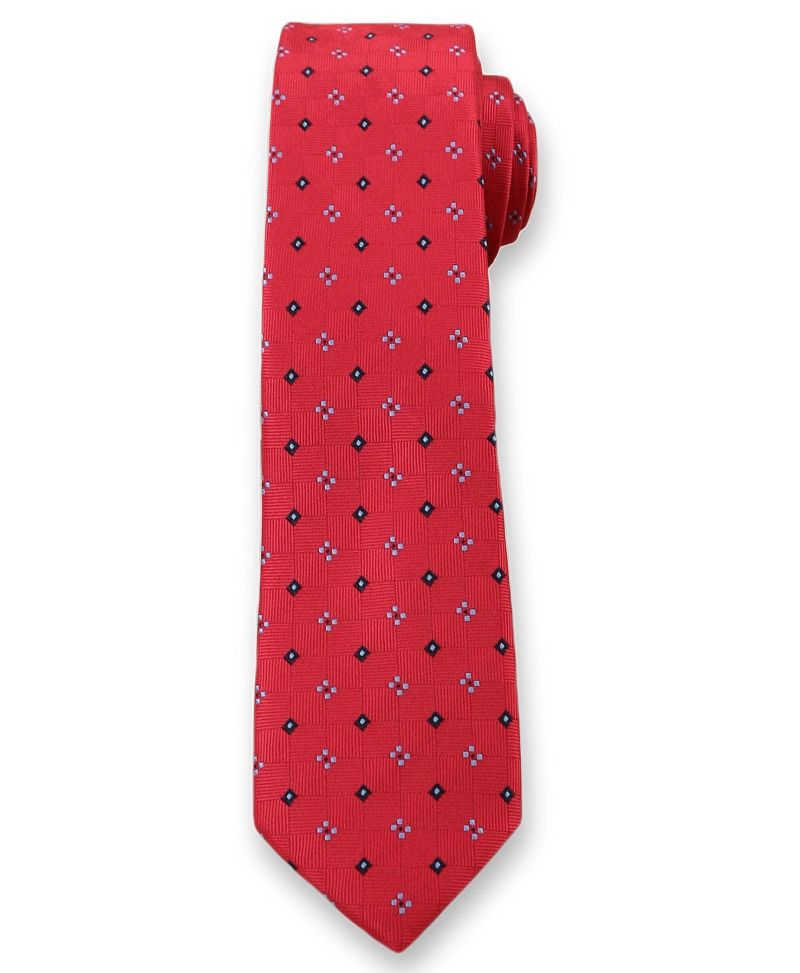 Wyrazisty Krawat Męski w Kwiaty - 6 cm - Angelo di Monti, Czerwony
