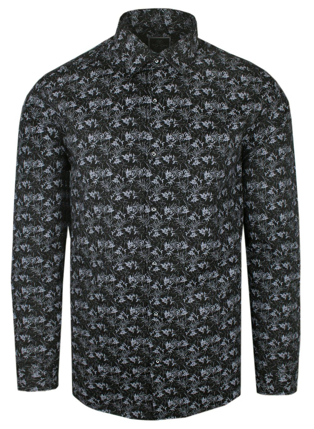 Koszula Męska, Elegancka - TO ON - Liście Paproci, Czarna