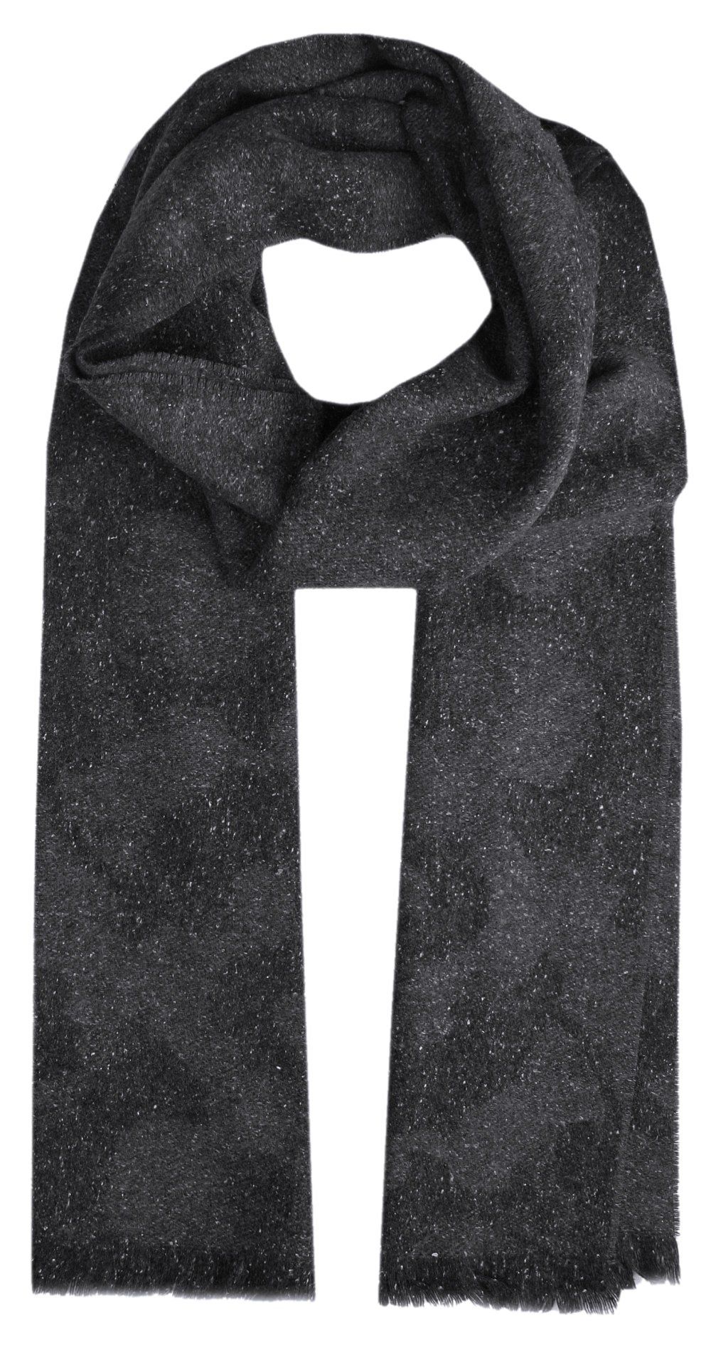 Wełniany Szalik Męski z Jedwabiem - V. Fraas - Moro, Melanż - Grafitowy