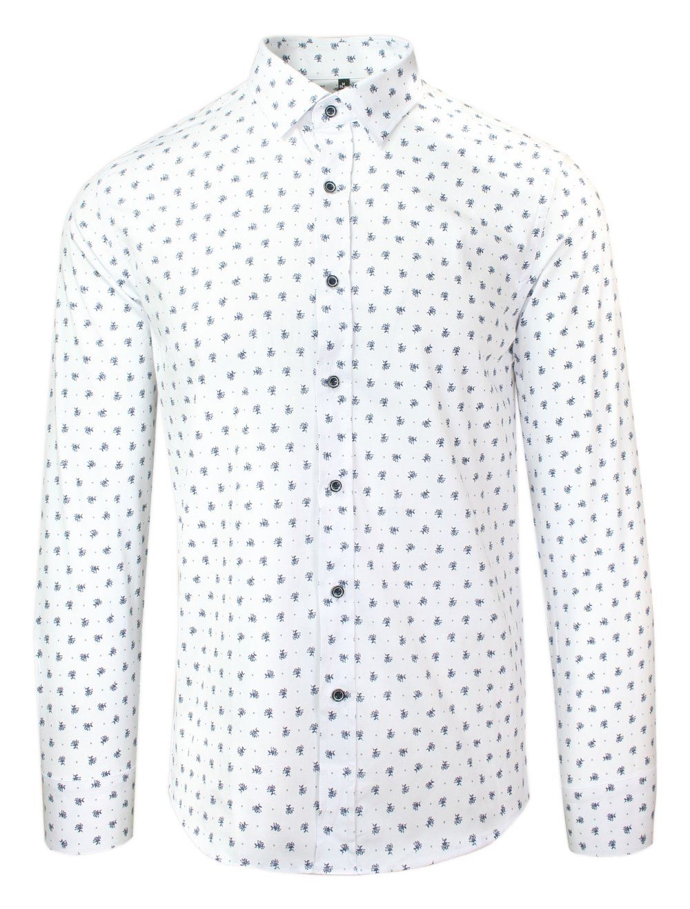 Koszula Wizytowa Biała w Dmuchawce, z Długim Rękawem, Bawełniana z Elastanem -Victorio