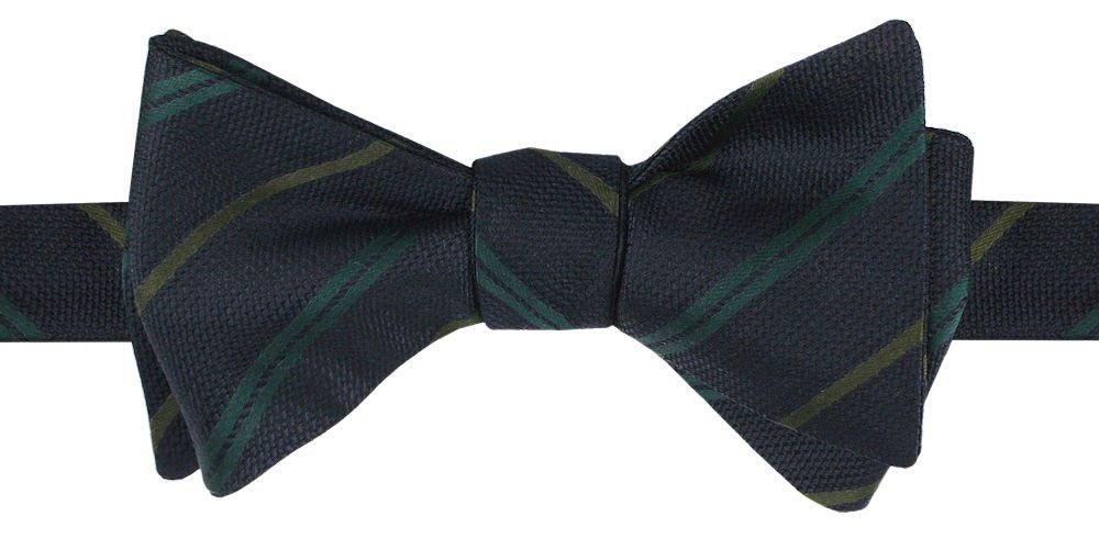 Jedwabna Mucha Wiązana - His Story - Głęboki Granat, Paski