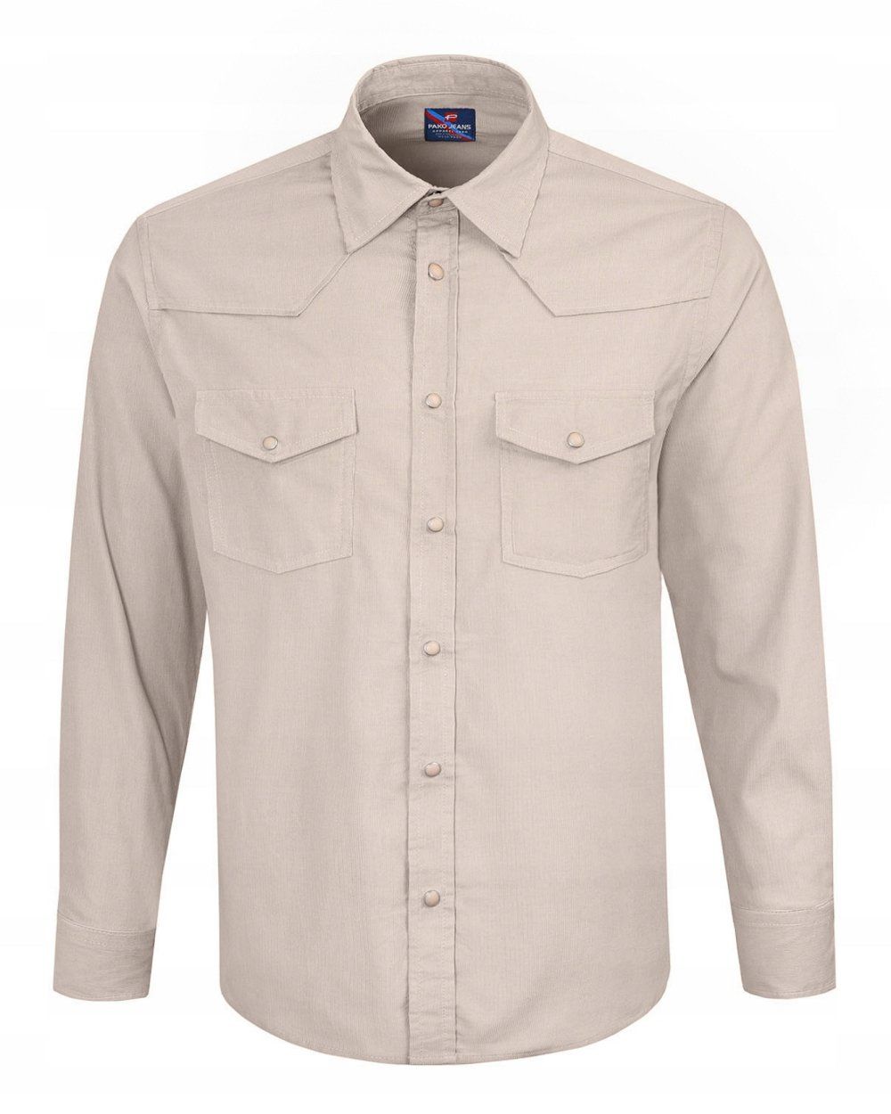 Wygodna Koszula z Delikatnego Sztruksu - Pako Jeans - Beżowa