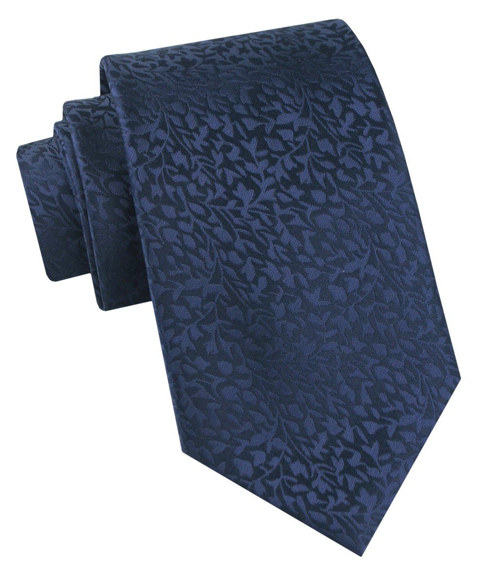 Klasyczny Krawat Męski - Chattier - Głęboki Granat, Drobne Listki