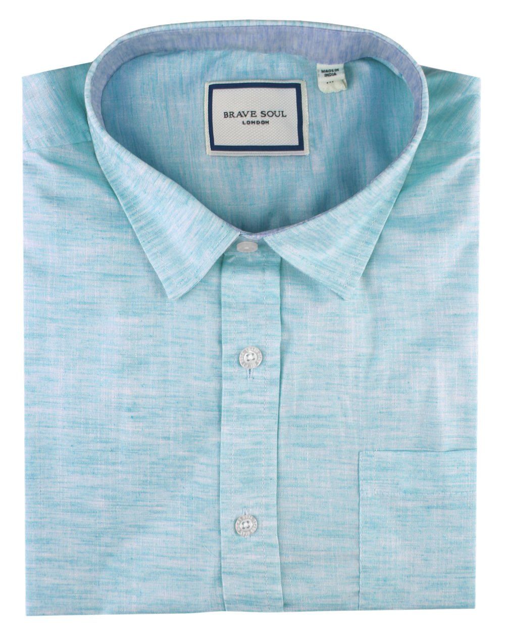 Letnia Koszula Weekendowa - Brave Soul - Jasny Turkus. Melanż