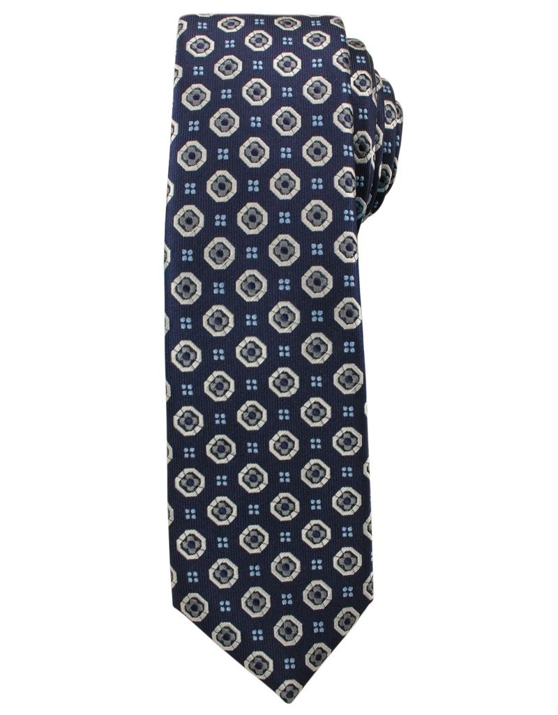 Modny i Elegancki Krawat Alties - Granat w Duże Grochy