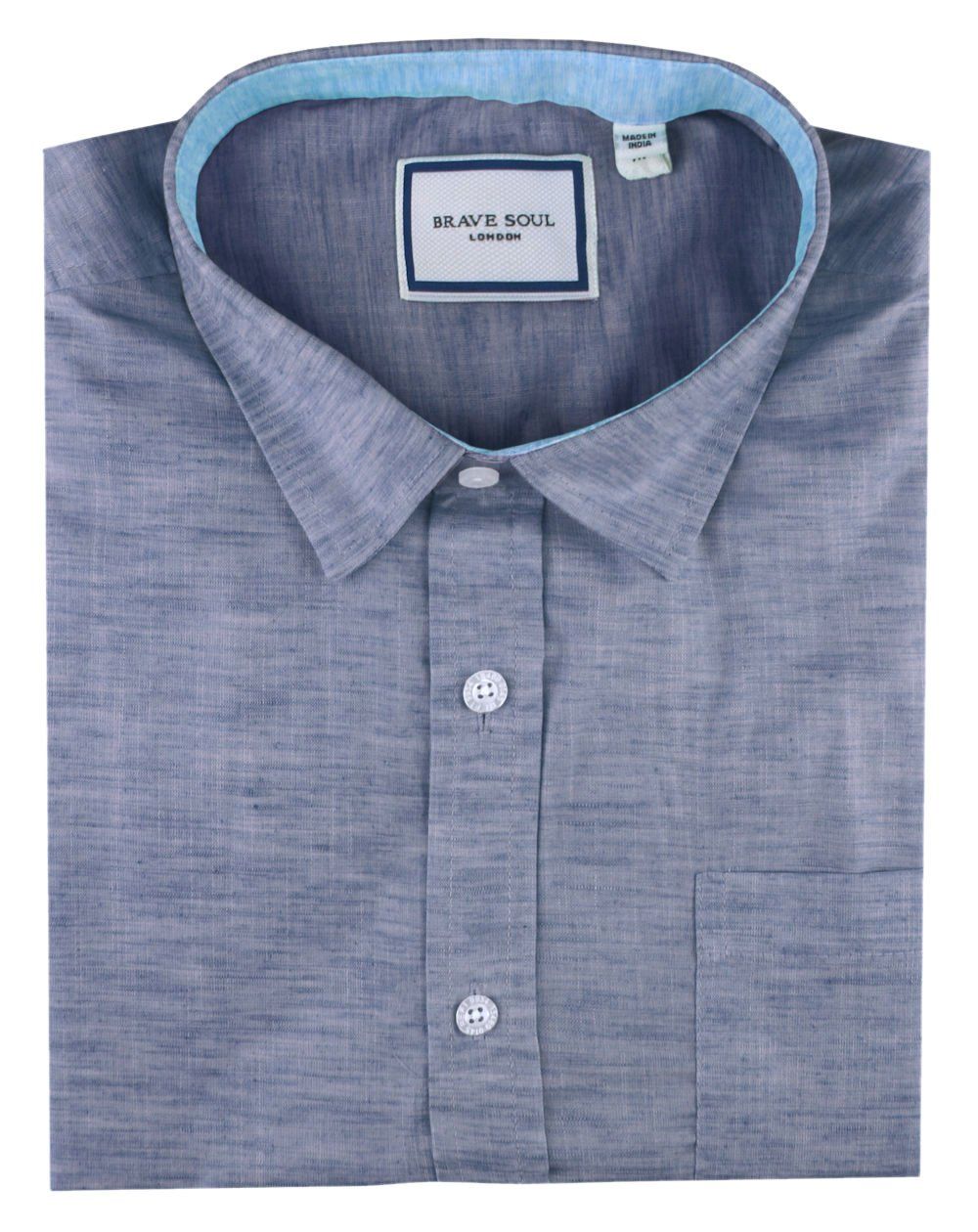 Letnia Koszula Weekendowa - Brave Soul - Niebieski Melanż