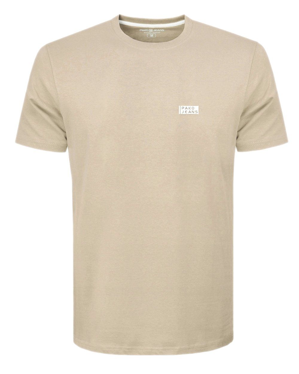 Klasyczny, Prosty T-Shirt - Pako Jeans - Beżowy