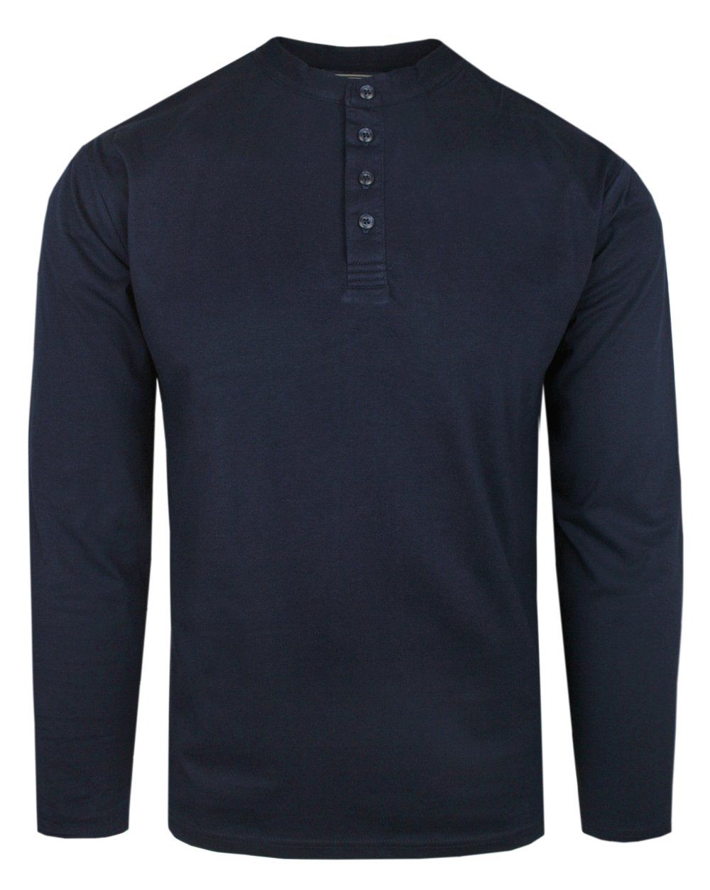 Koszulka z Dł. Rękawem, Dekolt na Guziki - Pako Jeans - Granatowa