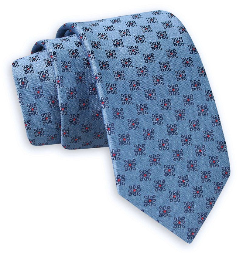 Niebieski Elegancki Krawat -Angelo di Monti- 6 cm, Męski, w Drobny Wzór Geometryczny