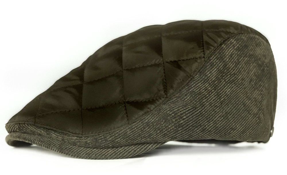 Jesienno Zimowy Kaszkiet Męski - Pikowanie - Pako Jeans - Ciemna Oliwka