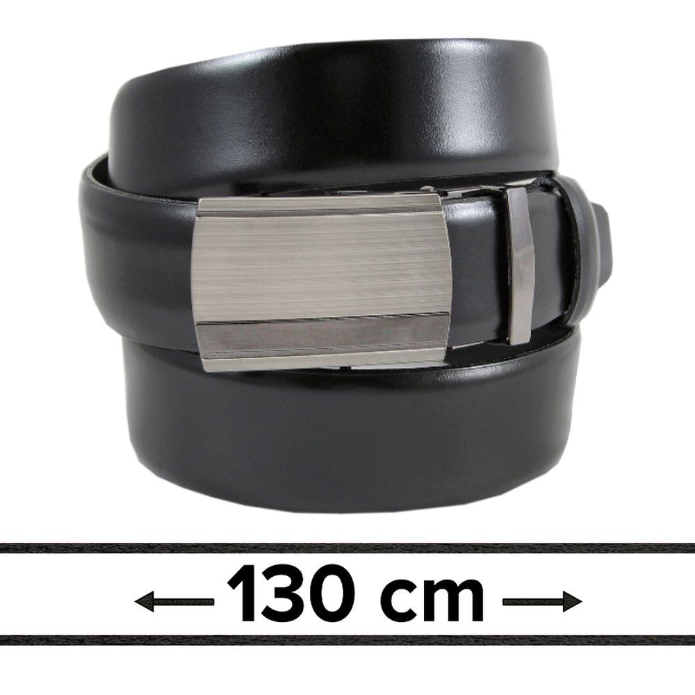 Pasek Czarny do Spodni 130 cm, Automatyczna Klamra, Skórzany, Elegancki -VICTORIO