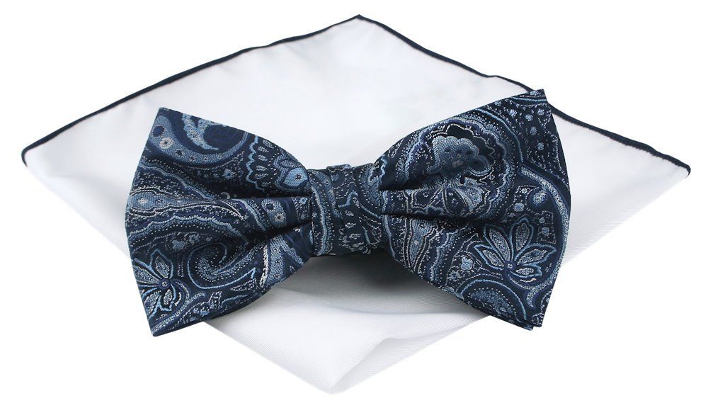 Mucha Męska z Poszetką (Zestaw) - Chattier - Orientalny Wzór, Granatowa